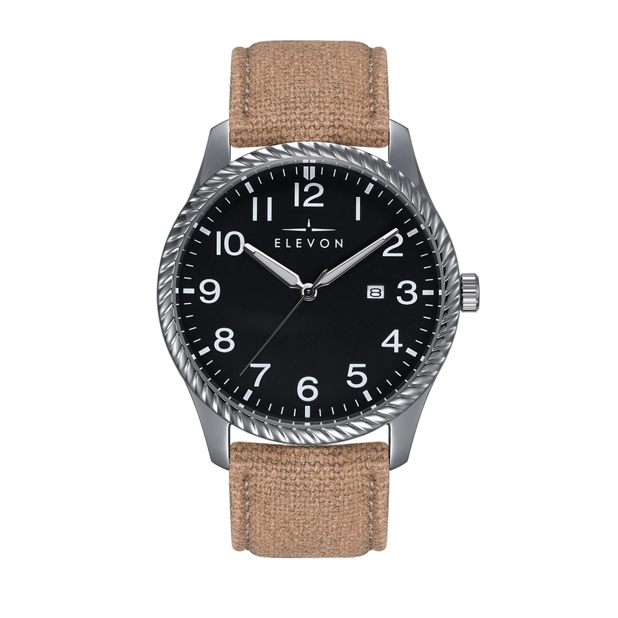 Image 986097_ALTMORE12.jpg, Product 986-097 / Price $81.74, Elevon Crosswind Canvas-Overlaid Leather-Band Watch w/ Date from Elevon on TSC.ca's Jewellery department