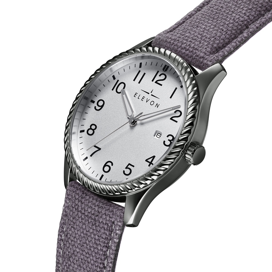 Image 986097_ALTMORE16.jpg, Product 986-097 / Price $81.74, Elevon Crosswind Canvas-Overlaid Leather-Band Watch w/ Date from Elevon on TSC.ca's Jewellery department
