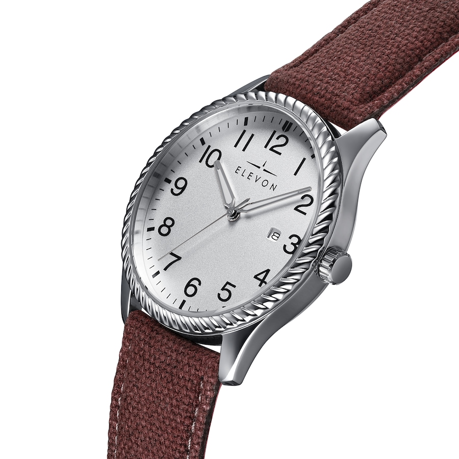 Image 986097_ALTMORE7.jpg, Product 986-097 / Price $81.74, Elevon Crosswind Canvas-Overlaid Leather-Band Watch w/ Date from Elevon on TSC.ca's Jewellery department
