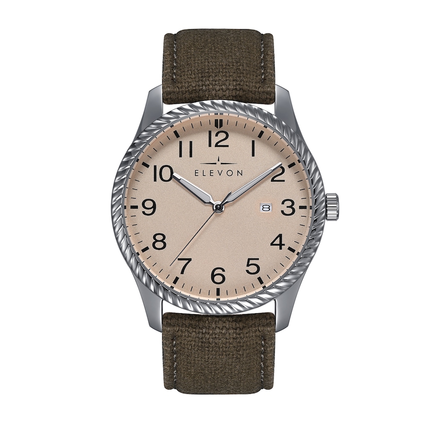 Image 986097_ST01.jpg, Product 986-097 / Price $81.74, Elevon Crosswind Canvas-Overlaid Leather-Band Watch w/ Date from Elevon on TSC.ca's Jewellery department