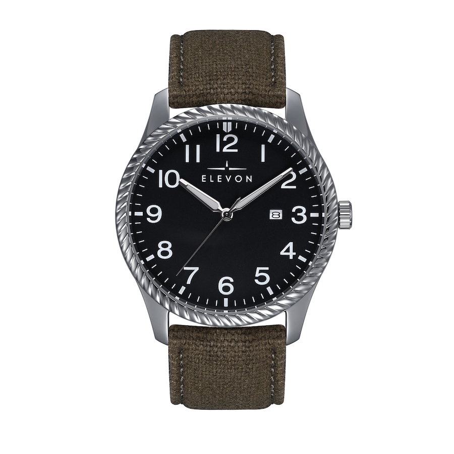 Image 986097_ST02.jpg, Product 986-097 / Price $81.74, Elevon Crosswind Canvas-Overlaid Leather-Band Watch w/ Date from Elevon on TSC.ca's Jewellery department