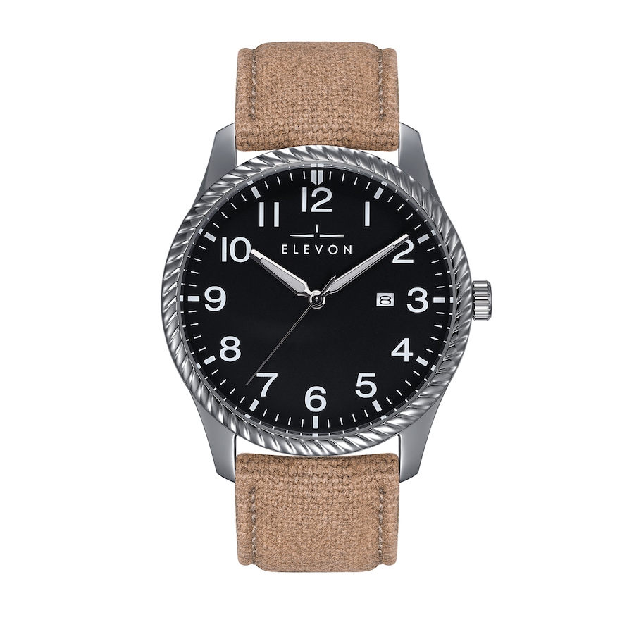 Image 986097_ST05.jpg, Product 986-097 / Price $81.74, Elevon Crosswind Canvas-Overlaid Leather-Band Watch w/ Date from Elevon on TSC.ca's Jewellery department
