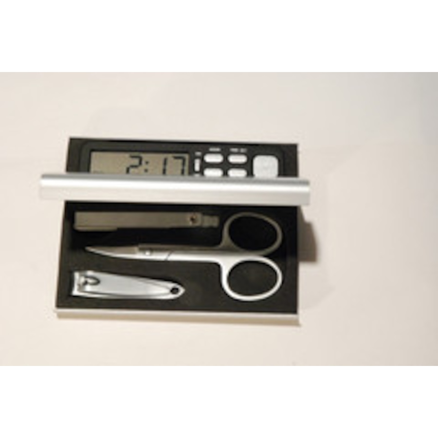 Image 986184.jpg, Product 986-184 / Price $44.00, Elegance Manicure Travel Set with Alarm Clock from Elegance Tableware on TSC.ca's Home & Garden department