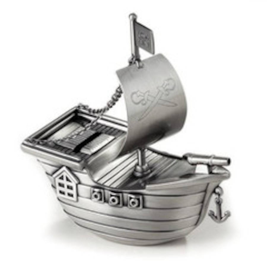 Image 986289.jpg, Product 986-289 / Price $57.00, Elegance Pewter Finish Pirate Ship Money Bank from Elegance Tableware on TSC.ca's Home & Garden department