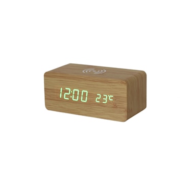 Bamboo Wireless Phone Charger/Digital Clock