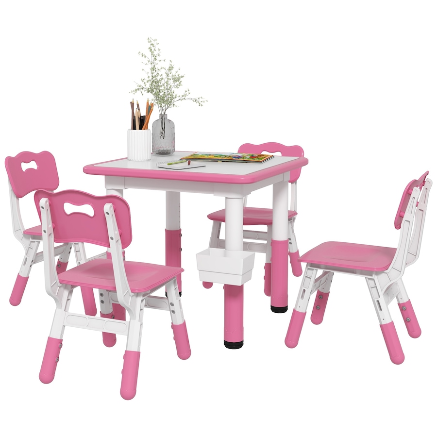 Image 987791.jpg, Product 987-791 / Price $119.99, Qaba 5 Pieces Height Adjustable Kids Table and Chair Set for Playroom Pink from Qaba on TSC.ca's Home & Garden department