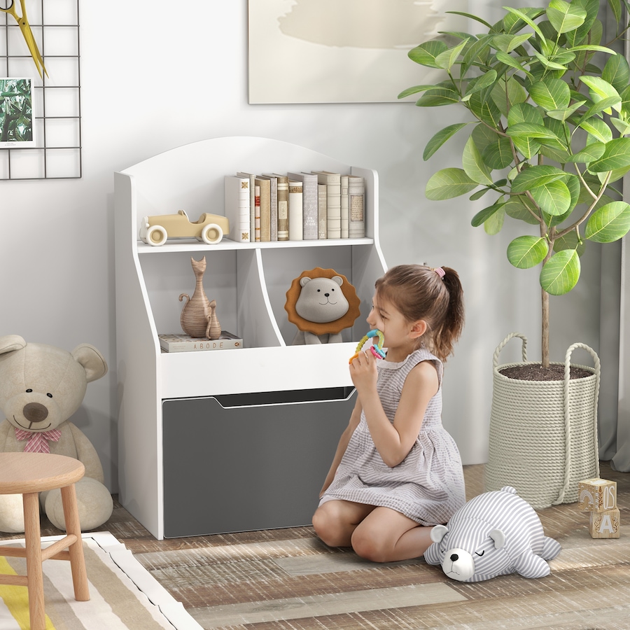 Image 987793_ALTMORE1.jpg, Product 987-793 / Price $74.99, Qaba 3 Tier Kids Bookshelf with Drawer, 2 Storage Compartment, White from Qaba on TSC.ca's Home & Garden department