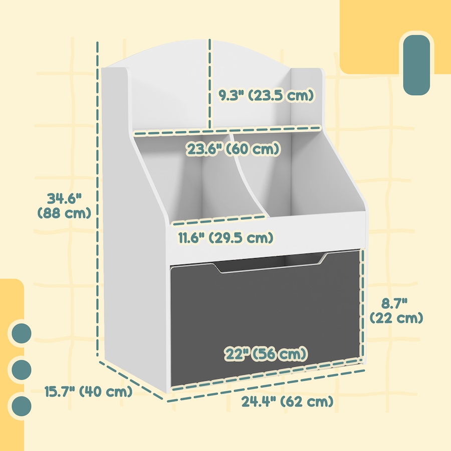Image 987793_ALTMORE2.jpg, Product 987-793 / Price $74.99, Qaba 3 Tier Kids Bookshelf with Drawer, 2 Storage Compartment, White from Qaba on TSC.ca's Home & Garden department