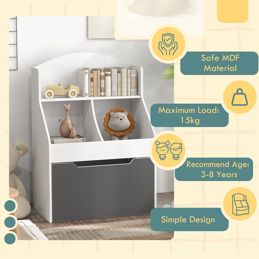 Image 987793_ALTMORE4.jpg, Product 987-793 / Price $74.99, Qaba 3 Tier Kids Bookshelf with Drawer, 2 Storage Compartment, White from Qaba on TSC.ca's Home & Garden department