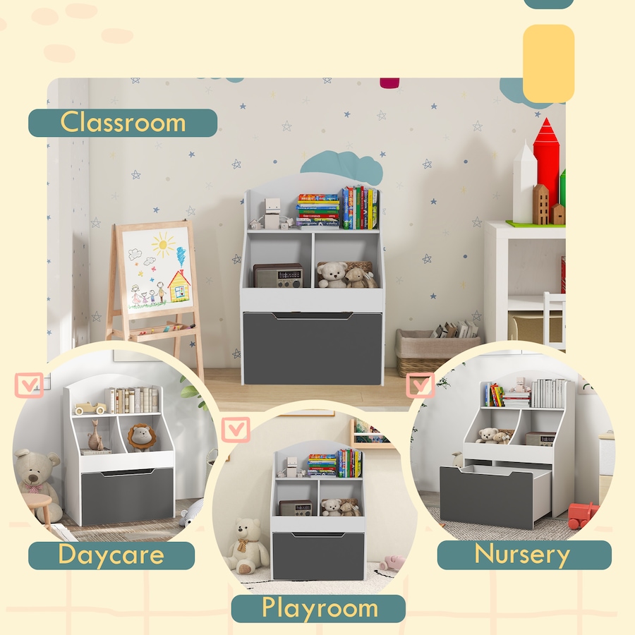 Image 987793_ALTMORE6.jpg, Product 987-793 / Price $74.99, Qaba 3 Tier Kids Bookshelf with Drawer, 2 Storage Compartment, White from Qaba on TSC.ca's Home & Garden department