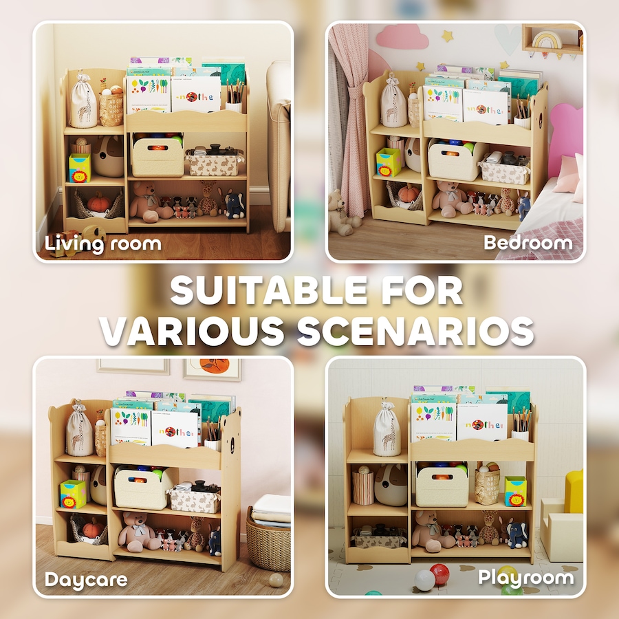Image 987797_ALTMORE4.jpg, Product 987-797 / Price $96.99, Qaba Kids Bookshelf and Toy Storage Organizer with Open Display, Natural from Qaba on TSC.ca's Home & Garden department