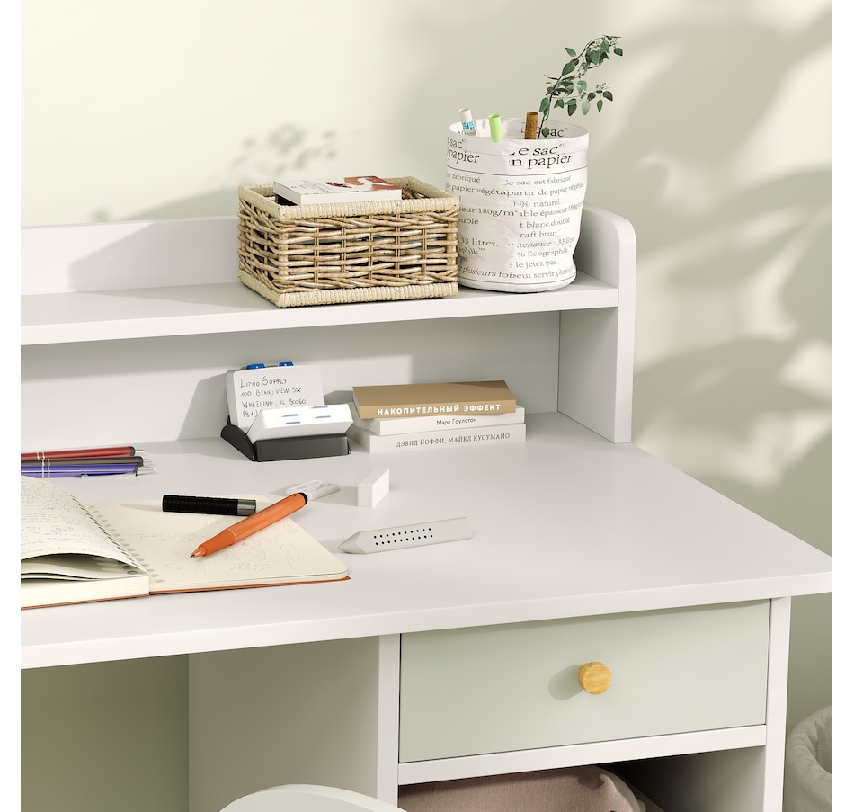 Image 987800_ALTMORE7.jpg, Product 987-800 / Price $156.99, Qaba 2 Pieces Kids Desk and Chair Set with Storage and Shelves, Green from Qaba on TSC.ca's Home & Garden department