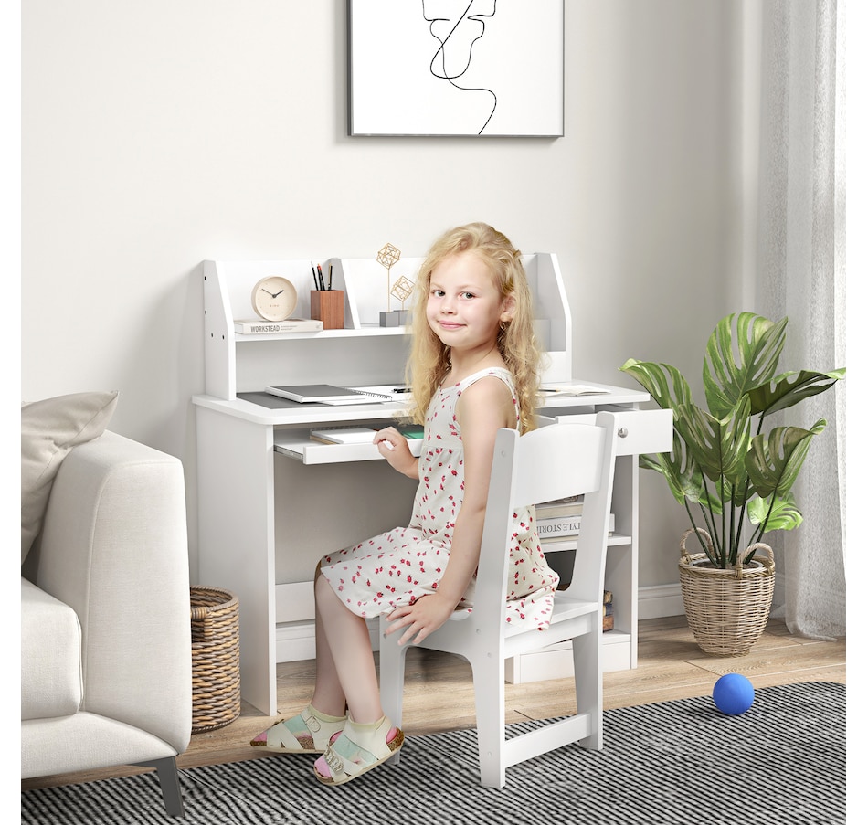 Image 987805_ALTMORE1.jpg, Product 987-805 / Price $179.99, Qaba Kids Desk and Chair Set for 5-8 Year Old with Storage, White from Qaba on TSC.ca's Home & Garden department