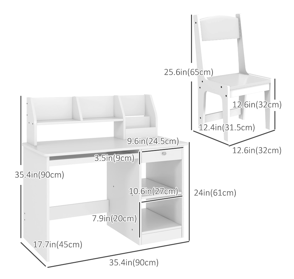 Image 987805_ALTMORE2.jpg, Product 987-805 / Price $179.99, Qaba Kids Desk and Chair Set for 5-8 Year Old with Storage, White from Qaba on TSC.ca's Home & Garden department