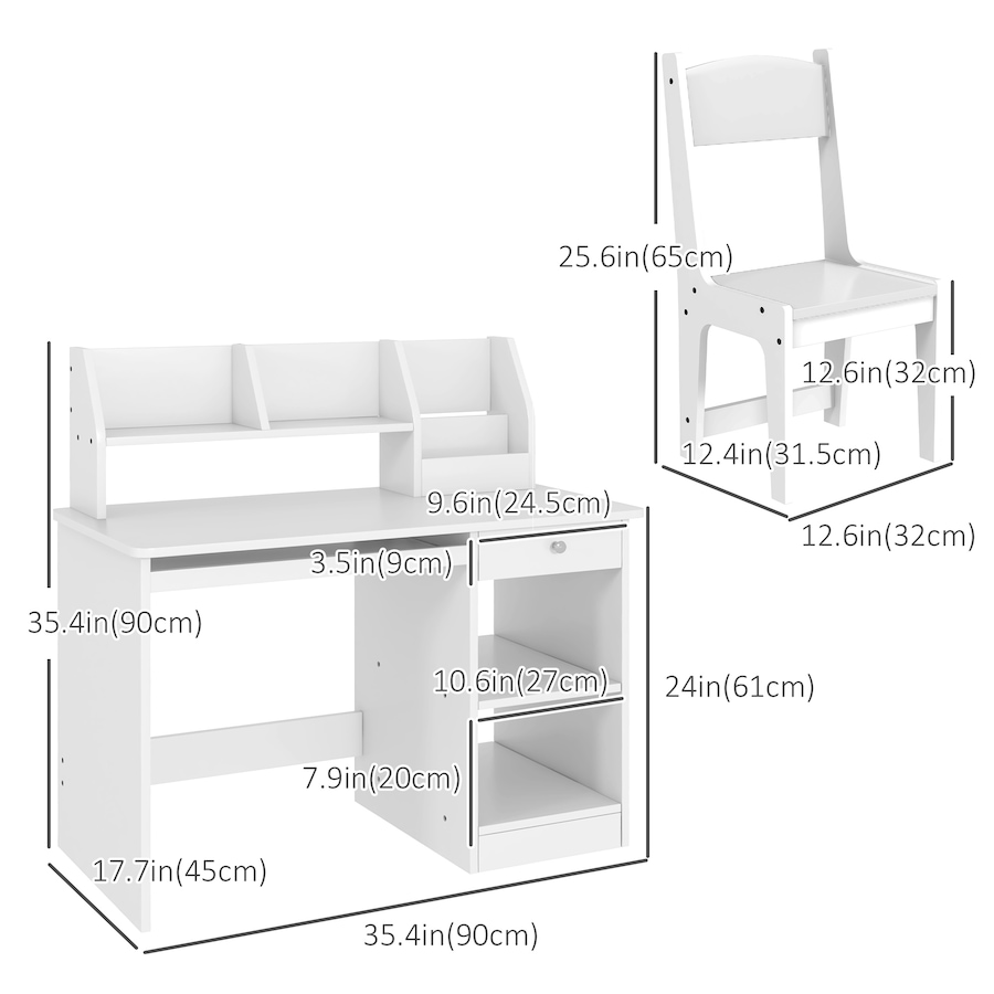 Image 987805_ALTMORE2.jpg, Product 987-805 / Price $149.99, Qaba Kids Desk and Chair Set for 5-8 Year Old with Storage, White from Qaba on TSC.ca's Home & Garden department