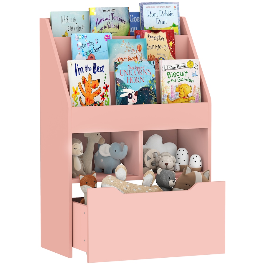 Image 987807.jpg, Product 987-807 / Price $119.99, HOMCOM Kids Bookcase with Storage Drawer for Books, Reading Nook, Pink from HOMCOM on TSC.ca's Home & Garden department