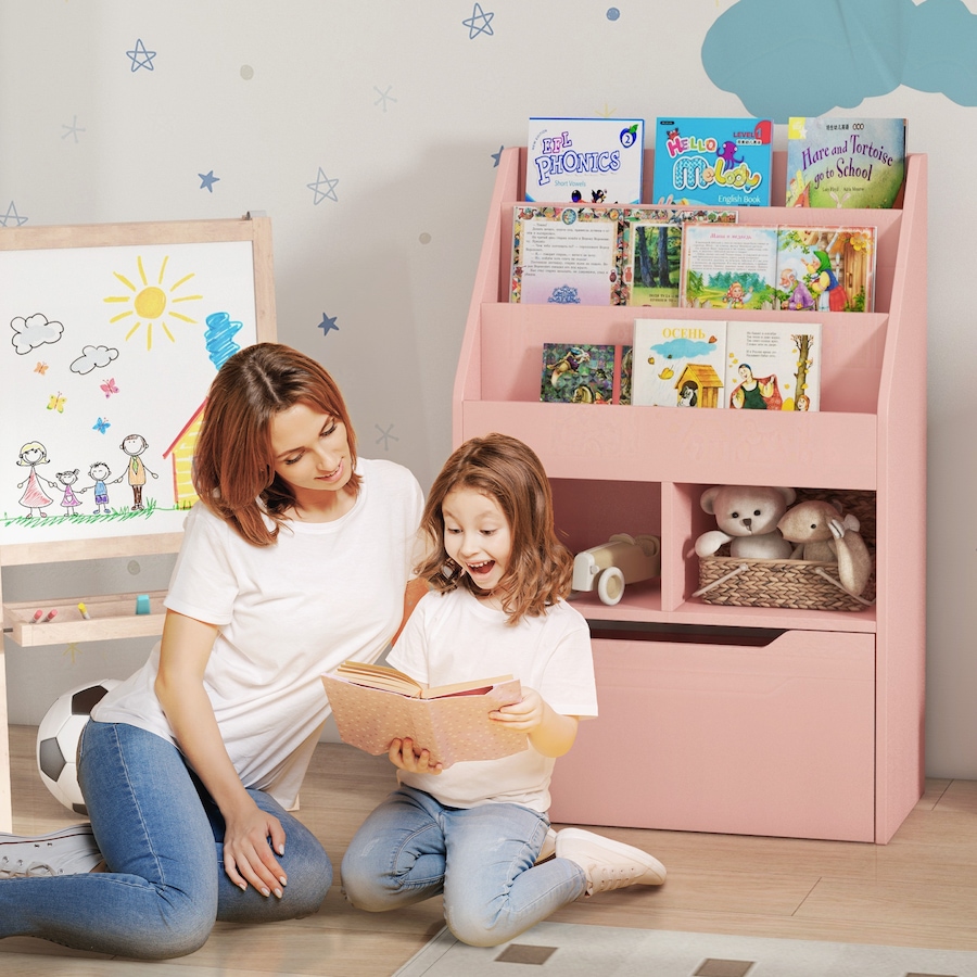 Image 987807_ALTMORE1.jpg, Product 987-807 / Price $119.99, HOMCOM Kids Bookcase with Storage Drawer for Books, Reading Nook, Pink from HOMCOM on TSC.ca's Home & Garden department