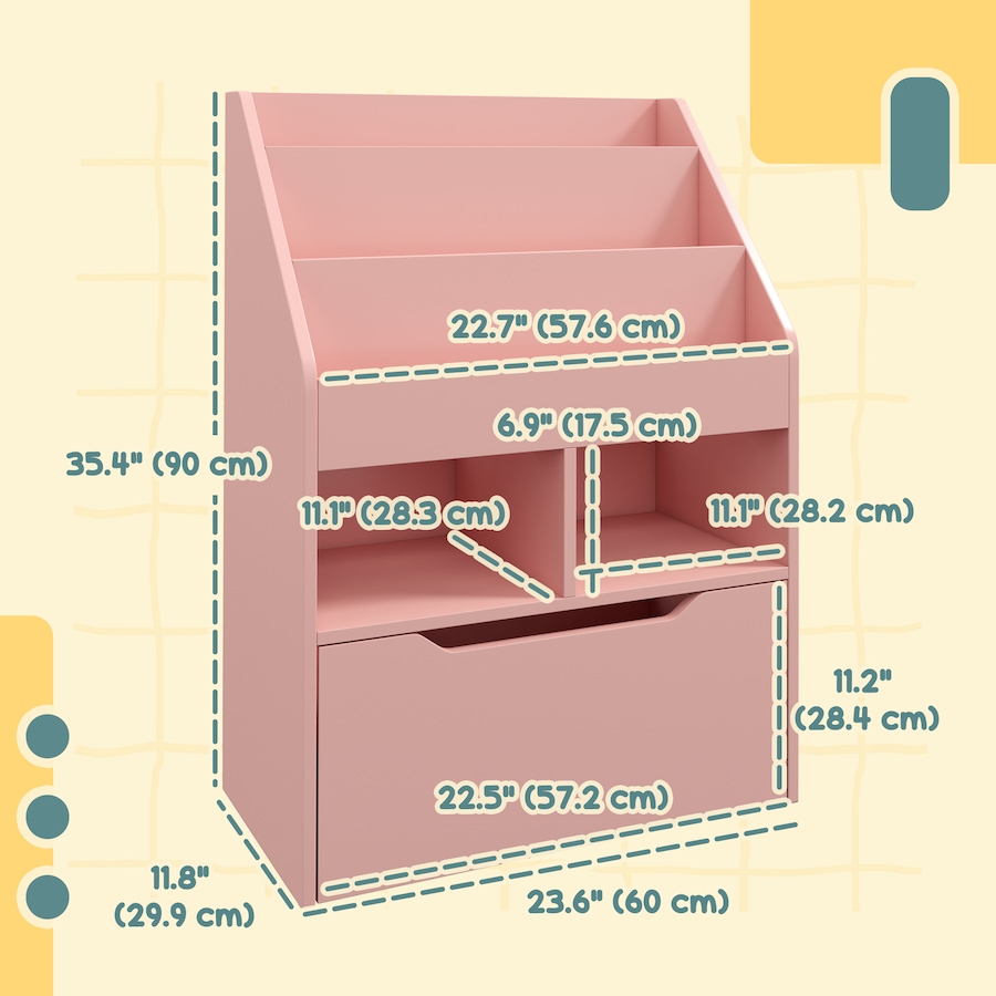 Image 987807_ALTMORE2.jpg, Product 987-807 / Price $119.99, HOMCOM Kids Bookcase with Storage Drawer for Books, Reading Nook, Pink from HOMCOM on TSC.ca's Home & Garden department