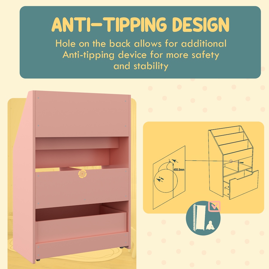 Image 987807_ALTMORE4.jpg, Product 987-807 / Price $119.99, HOMCOM Kids Bookcase with Storage Drawer for Books, Reading Nook, Pink from HOMCOM on TSC.ca's Home & Garden department