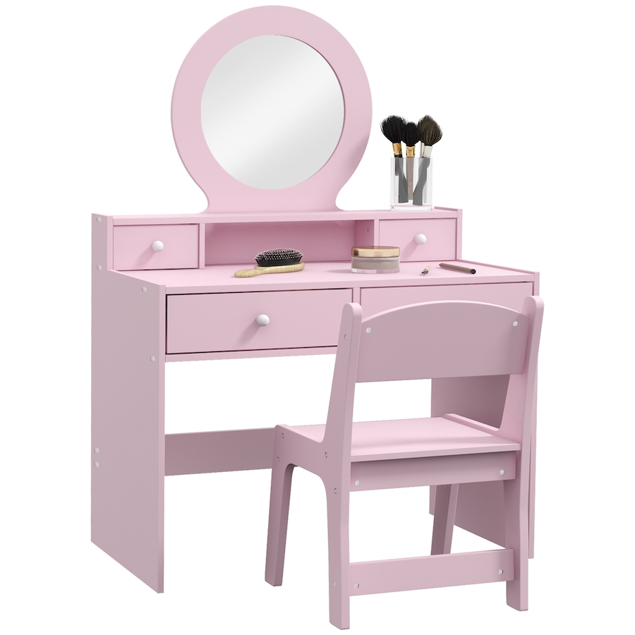 Image 987808.jpg, Product 987-808 / Price $145.99, Qaba Kids Vanity Set, Children Dressing Table w/ Mirror and Stool, Pink from Qaba on TSC.ca's Home & Garden department