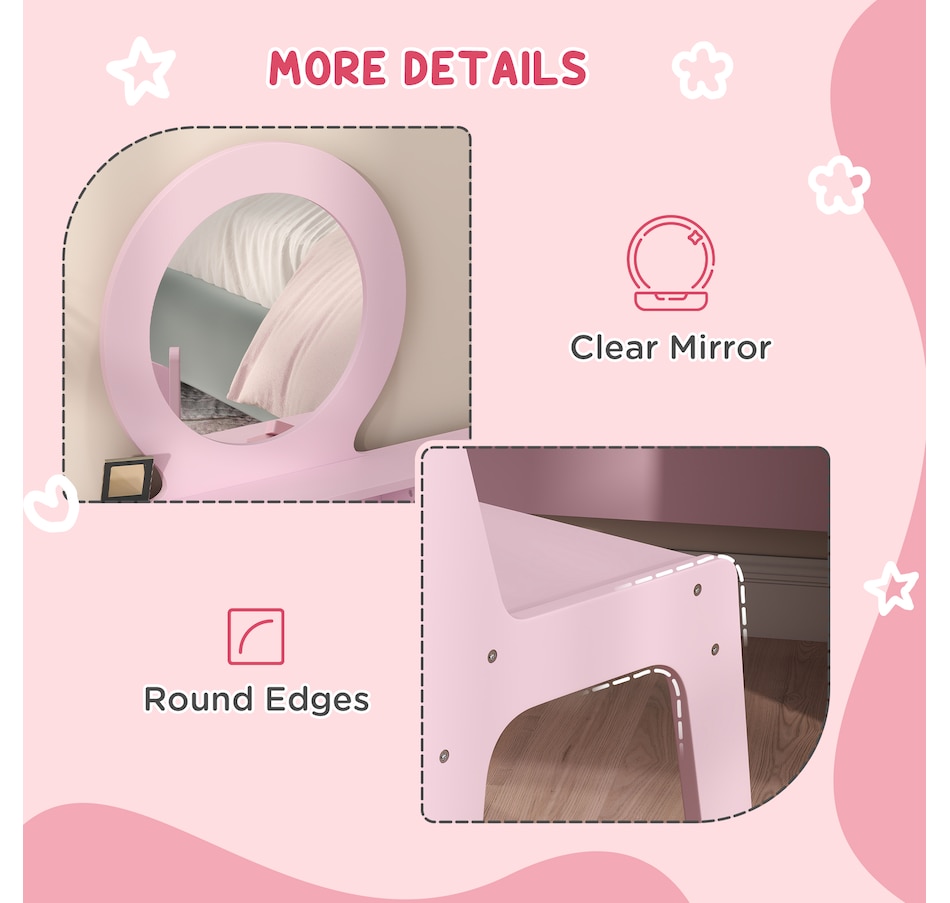 Image 987808_ALTMORE5.jpg, Product 987-808 / Price $149.99, Qaba Kids Vanity Set, Children Dressing Table w/ Mirror and Stool, Pink from Qaba on TSC.ca's Home & Garden department