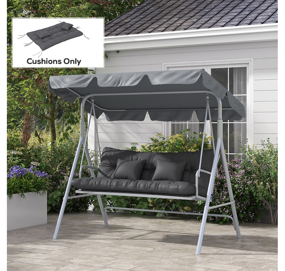 Image 987811_ALTMORE1.jpg, Product 987-811 / Price $74.99, Indoor Outdoor Chair Cushions with Back, Pillows, Ties, WITHOUT SWING, Grey from Outsunny on TSC.ca's Home & Garden department