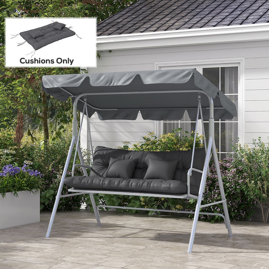 Image 987811_ALTMORE1.jpg, Product 987-811 / Price $69.99, Indoor Outdoor Chair Cushions with Back, Pillows, Ties, WITHOUT SWING, Grey from Outsunny on TSC.ca's Home & Garden department