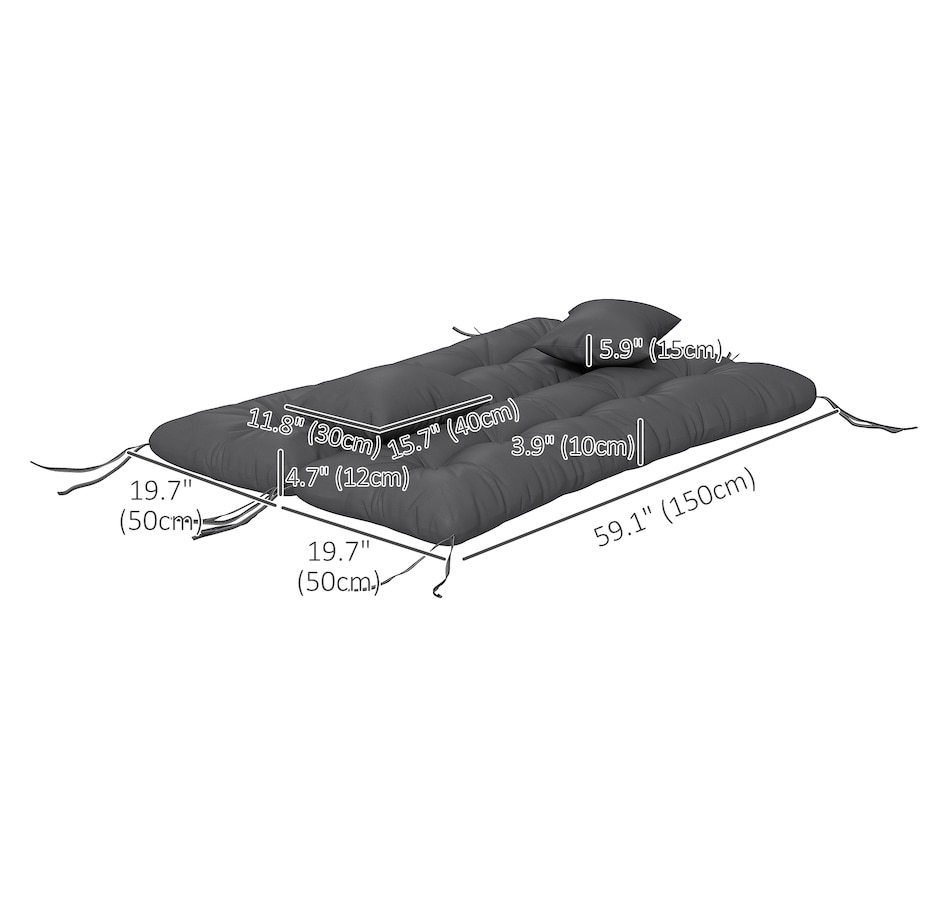 Image 987811_ALTMORE2.jpg, Product 987-811 / Price $74.99, Indoor Outdoor Chair Cushions with Back, Pillows, Ties, WITHOUT SWING, Grey from Outsunny on TSC.ca's Home & Garden department