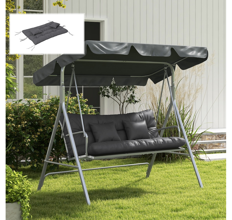 Image 987811_ALTMORE6.jpg, Product 987-811 / Price $74.99, Indoor Outdoor Chair Cushions with Back, Pillows, Ties, WITHOUT SWING, Grey from Outsunny on TSC.ca's Home & Garden department