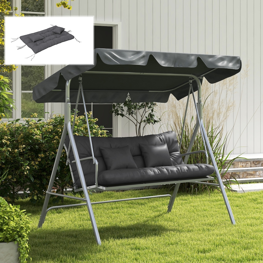 Image 987811_ALTMORE6.jpg, Product 987-811 / Price $69.99, Indoor Outdoor Chair Cushions with Back, Pillows, Ties, WITHOUT SWING, Grey from Outsunny on TSC.ca's Home & Garden department