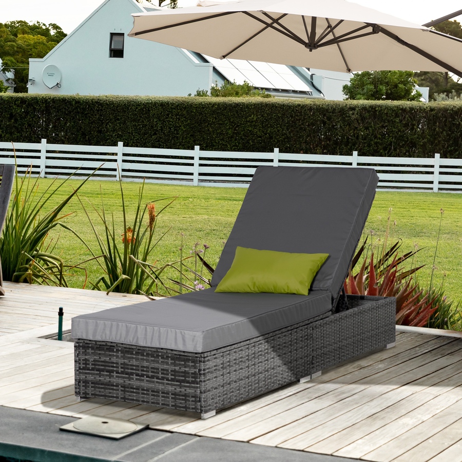 Image 987812_ALTMORE1.jpg, Product 987-812 / Price $359.99, Outsunny Patio Wicker Lounger with Adjustable Recliner Backrest, Grey from Outsunny on TSC.ca's Home & Garden department