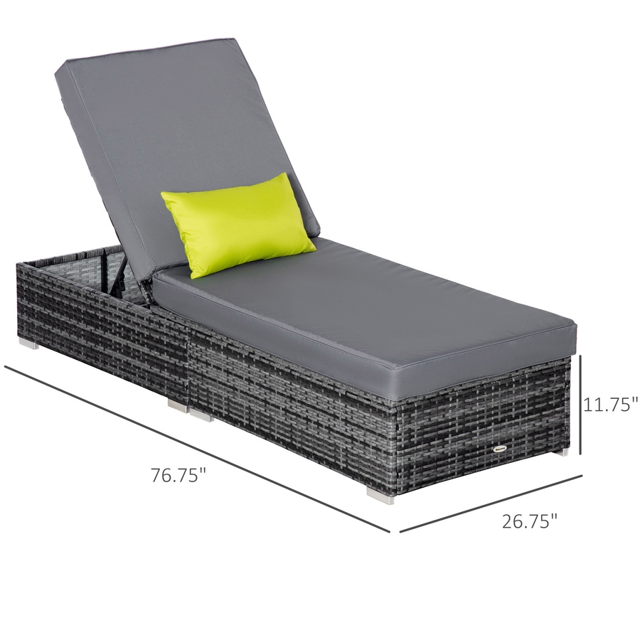 Image 987812_ALTMORE2.jpg, Product 987-812 / Price $359.99, Outsunny Patio Wicker Lounger with Adjustable Recliner Backrest, Grey from Outsunny on TSC.ca's Home & Garden department