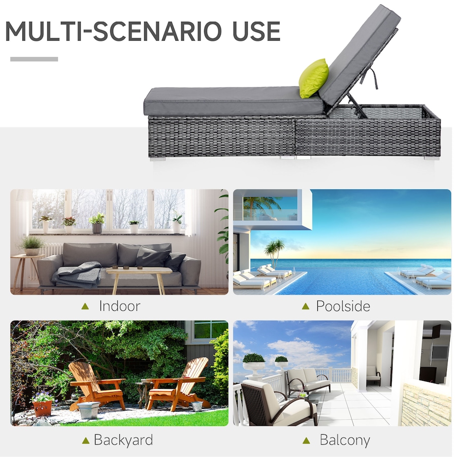 Image 987812_ALTMORE6.jpg, Product 987-812 / Price $359.99, Outsunny Patio Wicker Lounger with Adjustable Recliner Backrest, Grey from Outsunny on TSC.ca's Home & Garden department