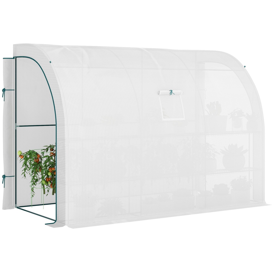Image 987822.jpg, Product 987-822 / Price $99.99, Outsunny Lean-to Greenhouse Gardening Green House with PE Cover, White from Outsunny on TSC.ca's Home & Garden department