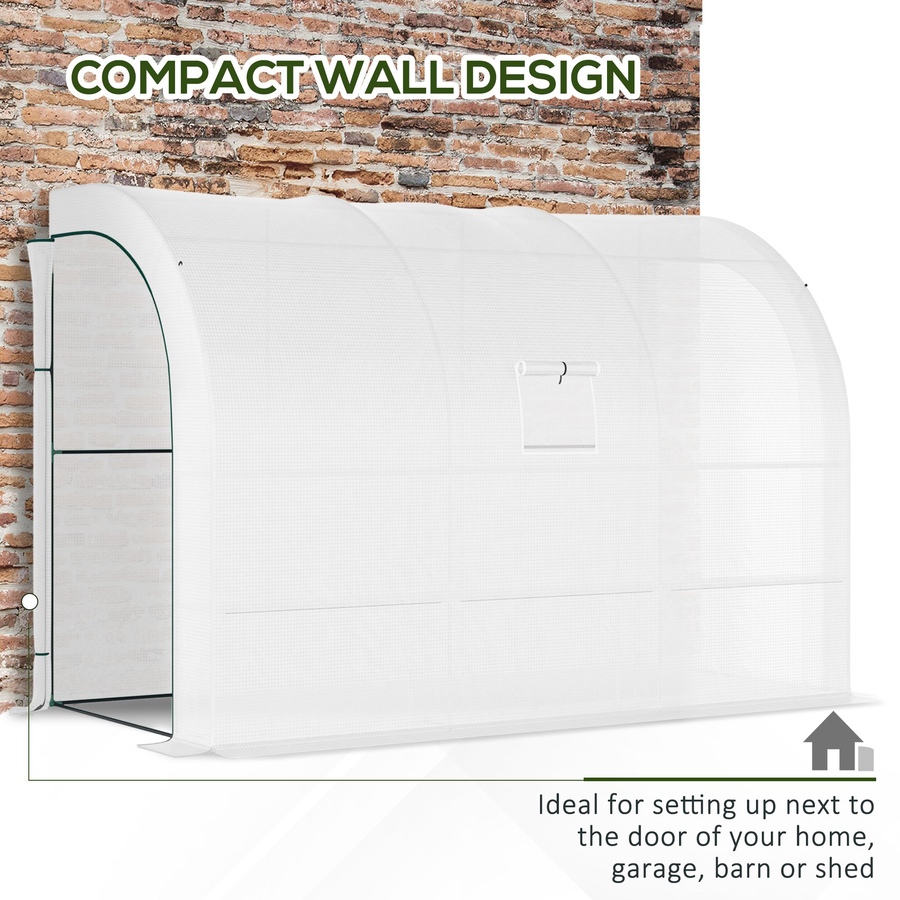 Image 987822_ALTMORE5.jpg, Product 987-822 / Price $99.99, Outsunny Lean-to Greenhouse Gardening Green House with PE Cover, White from Outsunny on TSC.ca's Home & Garden department