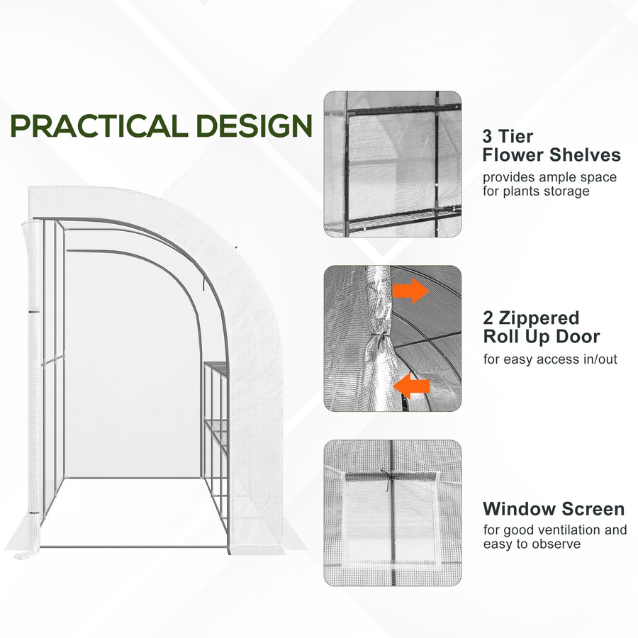 Image 987822_ALTMORE6.jpg, Product 987-822 / Price $99.99, Outsunny Lean-to Greenhouse Gardening Green House with PE Cover, White from Outsunny on TSC.ca's Home & Garden department