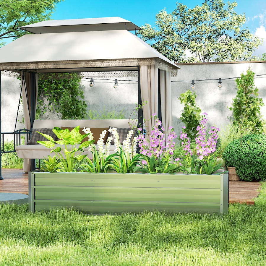 Image 987828_ALTMORE1.jpg, Product 987-828 / Price $74.99, Outsunny 6' x 1.5' x 1.3' Galvanized Raised Garden Bed, Silver from Outsunny on TSC.ca's Home & Garden department