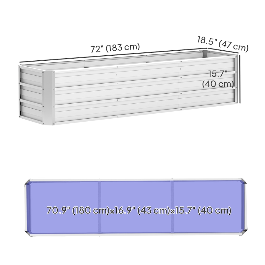 Image 987828_ALTMORE2.jpg, Product 987-828 / Price $74.99, Outsunny 6' x 1.5' x 1.3' Galvanized Raised Garden Bed, Silver from Outsunny on TSC.ca's Home & Garden department