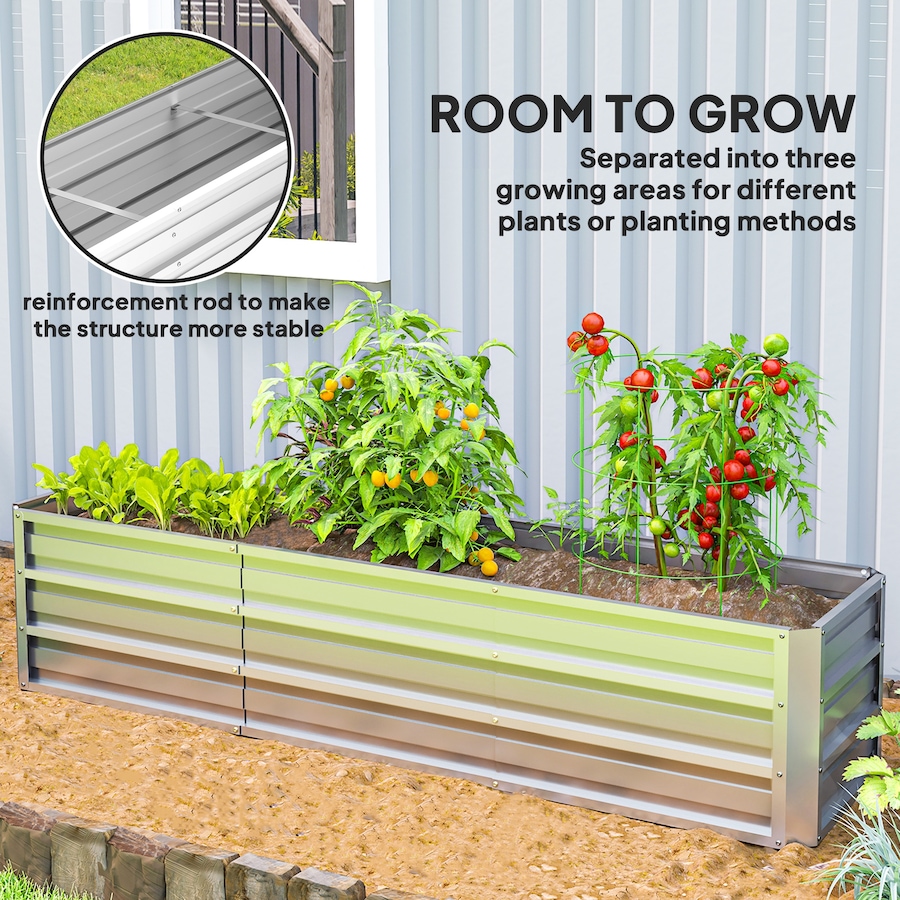 Image 987828_ALTMORE3.jpg, Product 987-828 / Price $74.99, Outsunny 6' x 1.5' x 1.3' Galvanized Raised Garden Bed, Silver from Outsunny on TSC.ca's Home & Garden department