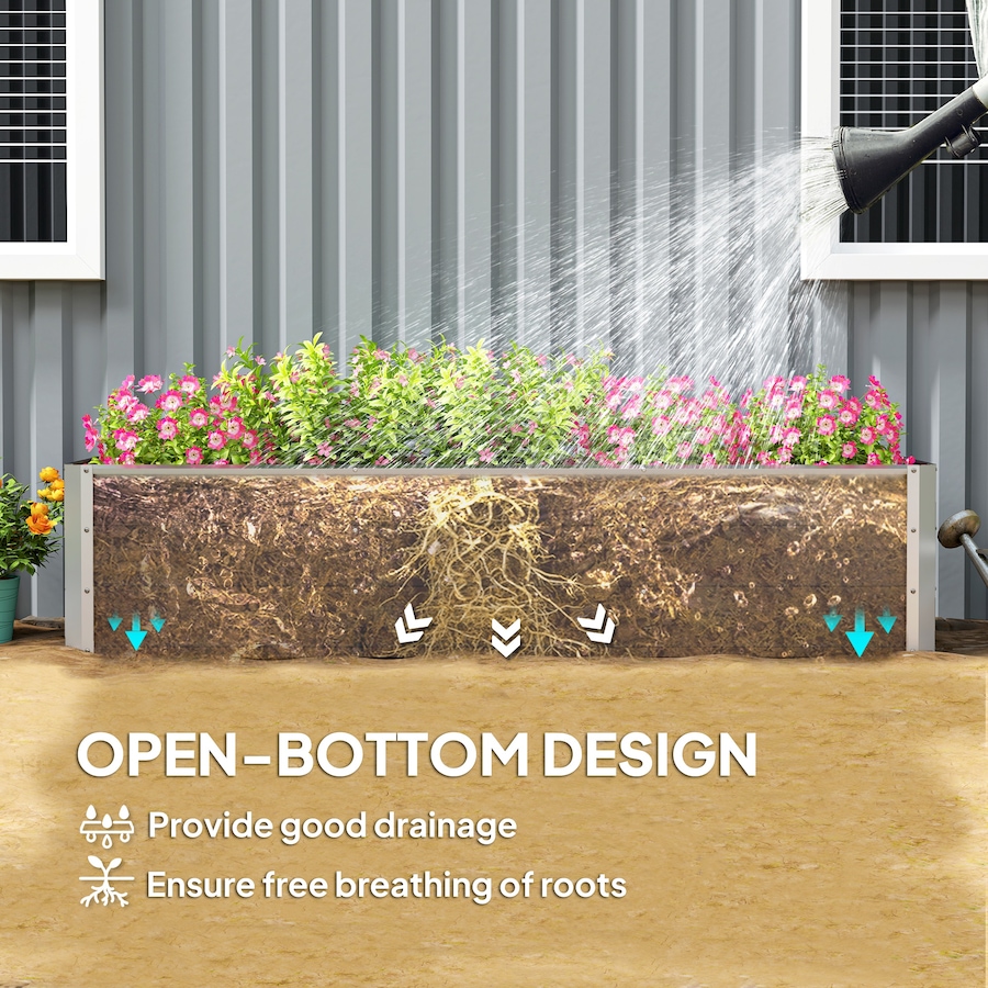 Image 987828_ALTMORE4.jpg, Product 987-828 / Price $74.99, Outsunny 6' x 1.5' x 1.3' Galvanized Raised Garden Bed, Silver from Outsunny on TSC.ca's Home & Garden department