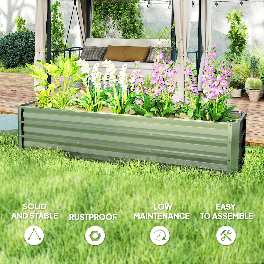 Image 987828_ALTMORE5.jpg, Product 987-828 / Price $74.99, Outsunny 6' x 1.5' x 1.3' Galvanized Raised Garden Bed, Silver from Outsunny on TSC.ca's Home & Garden department