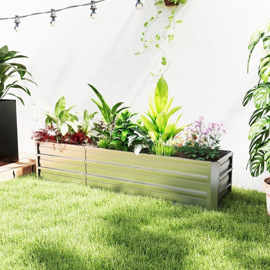 Image 987828_ALTMORE7.jpg, Product 987-828 / Price $74.99, Outsunny 6' x 1.5' x 1.3' Galvanized Raised Garden Bed, Silver from Outsunny on TSC.ca's Home & Garden department