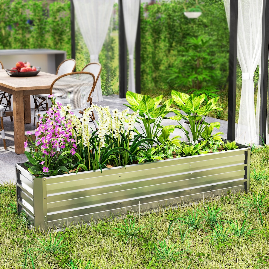 Image 987828_ALTMORE8.jpg, Product 987-828 / Price $74.99, Outsunny 6' x 1.5' x 1.3' Galvanized Raised Garden Bed, Silver from Outsunny on TSC.ca's Home & Garden department
