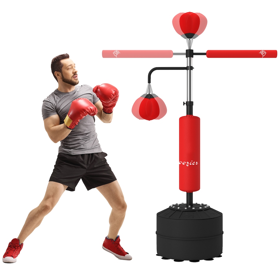 Image 987832.jpg, Product 987-832 / Price $184.99, Soozier Standing Punching Bag with 2 Speed Balls, 360° Reflex Bar, Red from Soozier on TSC.ca's Health & Fitness department