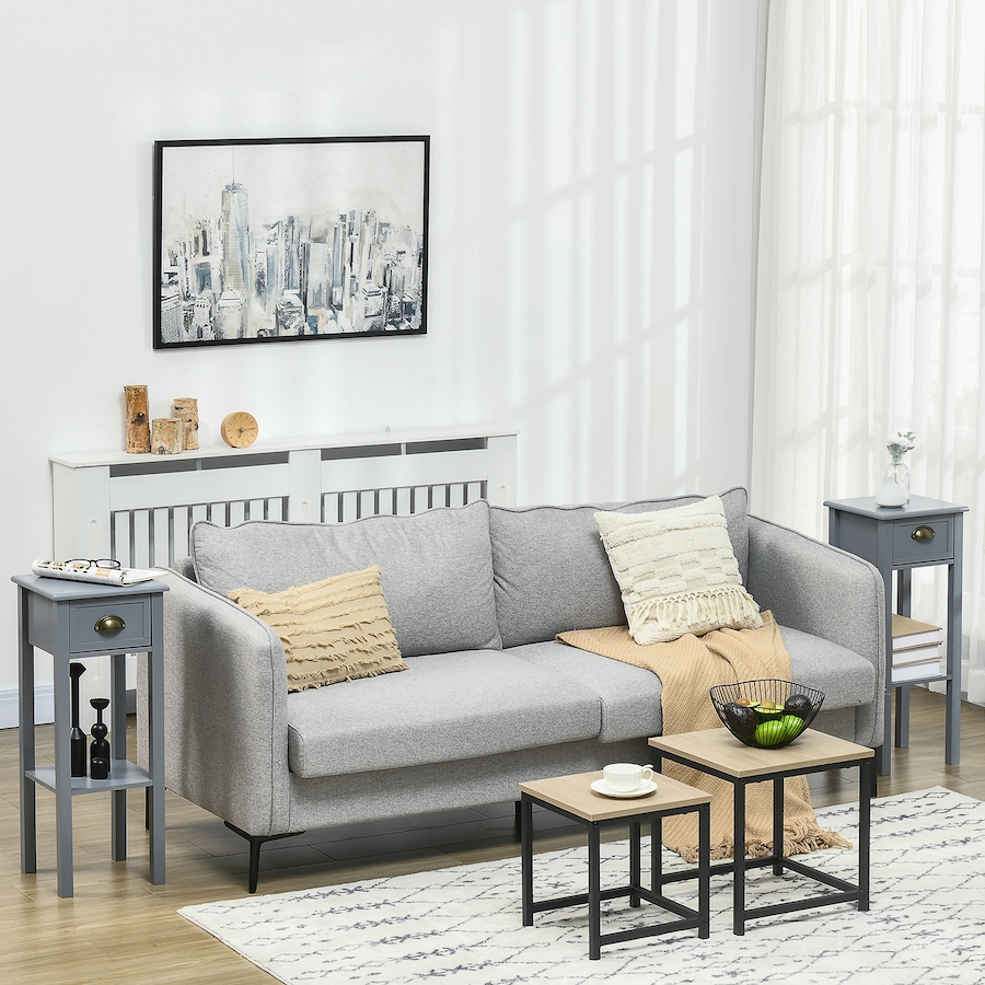 Image 987833_ALTMORE1.jpg, Product 987-833 / Price $109.99 - $121.99, HOMCOM Side Table Set of 2 Tall End Table W/ Drawer and Shelf for Hallway from HOMCOM on TSC.ca's Home & Garden department