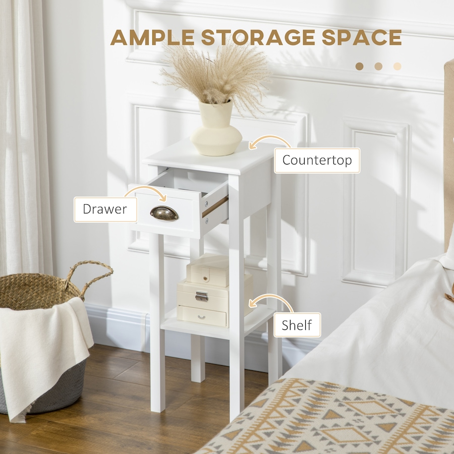 Image 987833_ALTMORE11.jpg, Product 987-833 / Price $109.99 - $121.99, HOMCOM Side Table Set of 2 Tall End Table W/ Drawer and Shelf for Hallway from HOMCOM on TSC.ca's Home & Garden department
