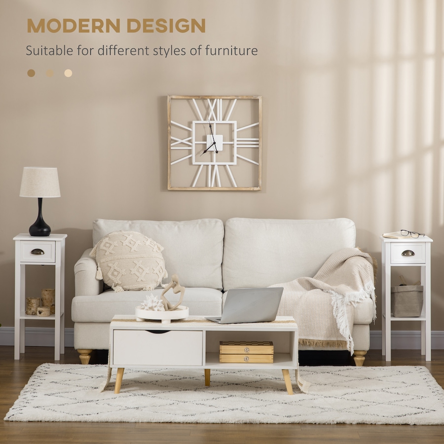 Image 987833_ALTMORE12.jpg, Product 987-833 / Price $109.99 - $121.99, HOMCOM Side Table Set of 2 Tall End Table W/ Drawer and Shelf for Hallway from HOMCOM on TSC.ca's Home & Garden department