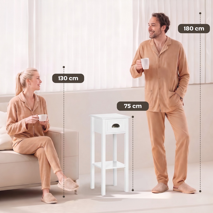 Image 987833_ALTMORE20.jpg, Product 987-833 / Price $109.99 - $121.99, HOMCOM Side Table Set of 2 Tall End Table W/ Drawer and Shelf for Hallway from HOMCOM on TSC.ca's Home & Garden department