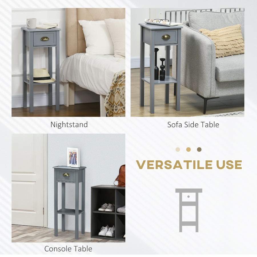 Image 987833_ALTMORE5.jpg, Product 987-833 / Price $109.99 - $121.99, HOMCOM Side Table Set of 2 Tall End Table W/ Drawer and Shelf for Hallway from HOMCOM on TSC.ca's Home & Garden department