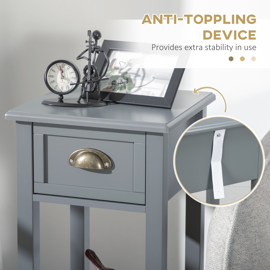 Image 987833_ALTMORE6.jpg, Product 987-833 / Price $109.99 - $121.99, HOMCOM Side Table Set of 2 Tall End Table W/ Drawer and Shelf for Hallway from HOMCOM on TSC.ca's Home & Garden department
